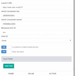 Update LTI SSO window with "Lis person contact email primary" and "Allow all users" toggles switched to ON